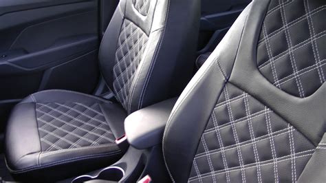 Авточехлы из экокожи для Хендай Солярис 2 поколение Ромб Установка 3 ...