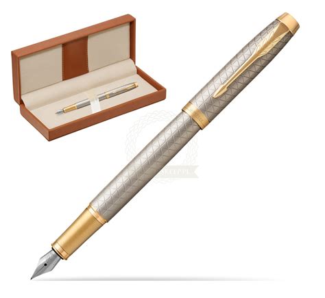 Parker IM Premium Warm Silver GT Fountain Pen in classic box brown in ...