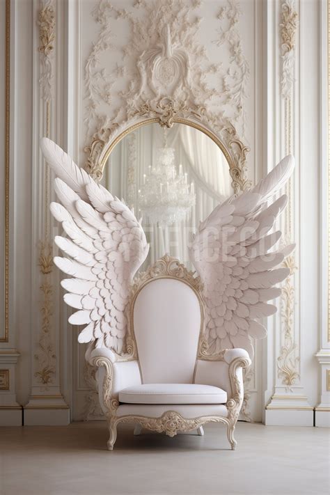 White Angel Wings Throne Digital Backdrop Elegant Fine-art Background ...