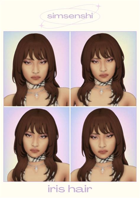 iris hair ☄. *. ⋆ | simsenshi in 2024 | Sims hair, Sims 4 body mods ...