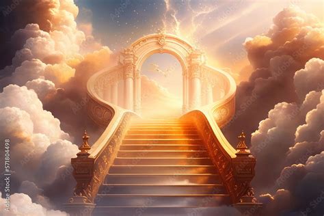 stairway to heaven in glory, gates of Paradise, meeting God, symbol of ...