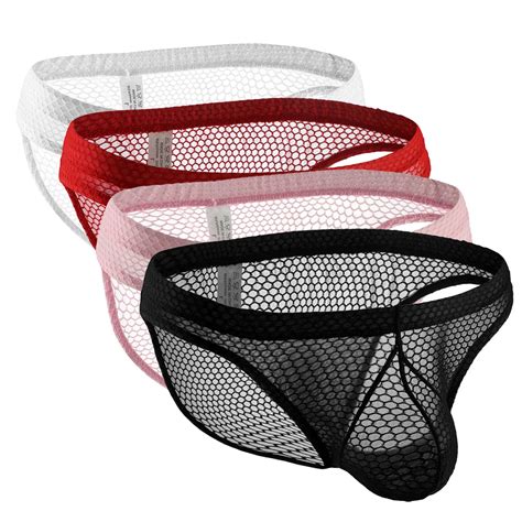 Low Rise Roupa Interior dos homens Briefs Sexy Malha Respirável Através