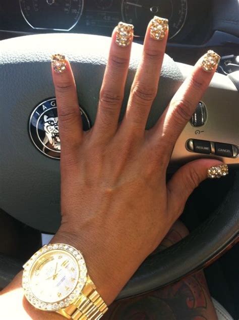 ooo gold digga Bling Bling | Gold nails, Broken nails, Bling nails