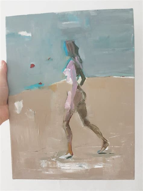 Figurative Art Nude Woman Walking on the Beach Painting of - Etsy Australia