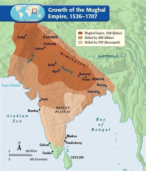 Map of the Mughal Empire 1526-1707 : MapPorn