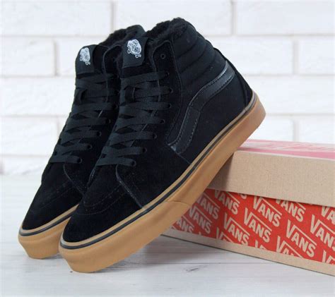 Архив Черные мужские кеды на меху Vans SK-8 (Зимние кеды Ванс Олд скул ...