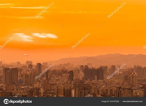 Beautiful Architecture Building Taipei City Skyline Sunset Taiwan Stock ...