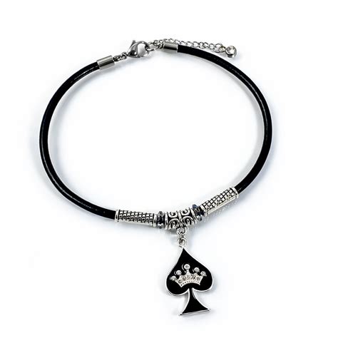 QOS Leather and Rhinestone Spade w/ Crown Anklet Hotwife | Etsy