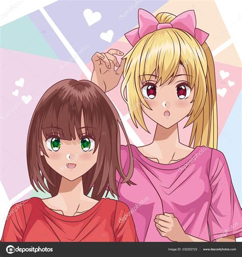 Mladé dívky hentai styl znaky Stock Vector by ©jemastock 332252722