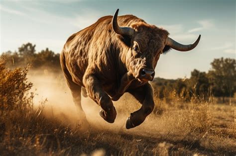 Premium AI Image | Running bull in the wild