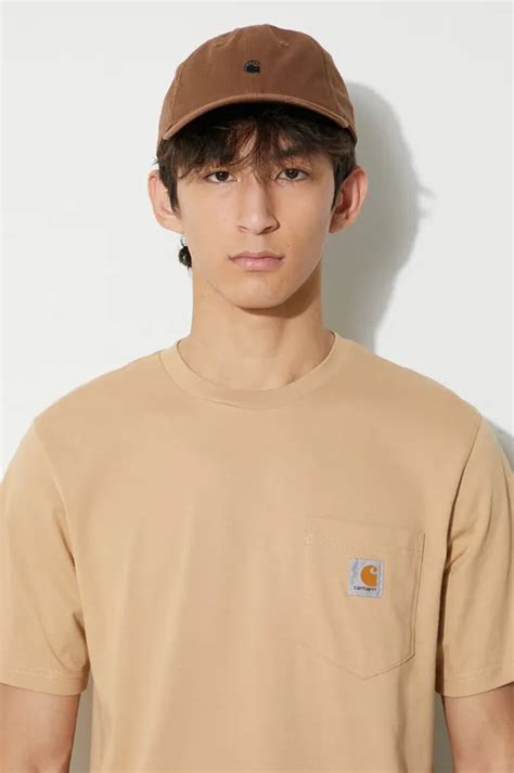 Бавовняна футболка Carhartt WIP чоловічий колір бежевий однотонний ...