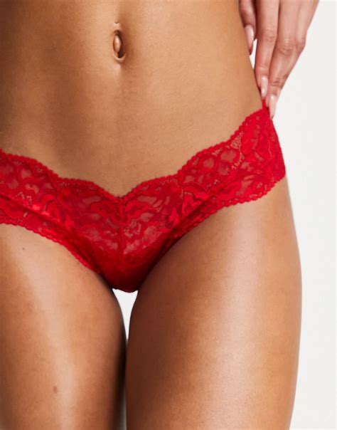Купить Трусы стринги Lindex Elsa sheer lace high leg thong in red ...