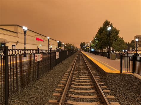 Redwood City Caltrain City @ 4:13PM, September 9th, 2020 and the street
