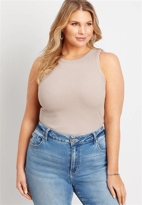 Plus Size Highline Solid Fitted Ribbed Tank Top | maurices