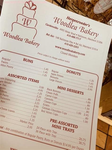 Online Menu of Woodlea Bakery - Baltimore Restaurant, Baltimore ...