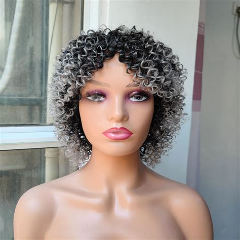 Amazon.com : BeiSDWig Ombre Gray Hair Wig Synthetic Curly Wigs for