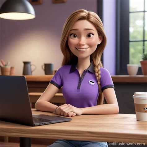 Woman in 3D, Disney-Pixar Style with Coffee | Stable Diffusion Online
