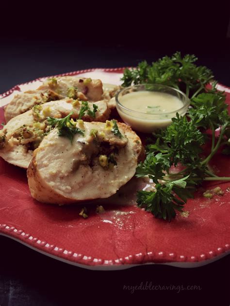 Stuffed chicken breast with lemon butter sauce - MyEdibleCravings