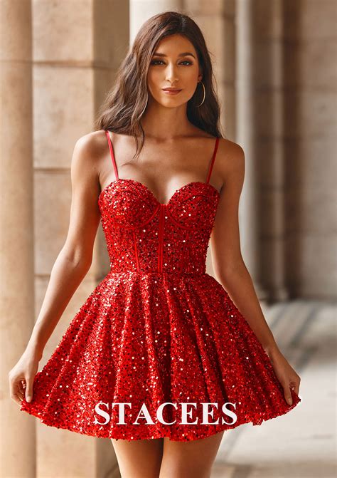 Sparkly Corset Short Sequin A-line Homecoming Dress S8042H - Homecoming