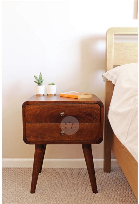 Bedside Table With Drawers Mid Century Bedside Table - Etsy UK