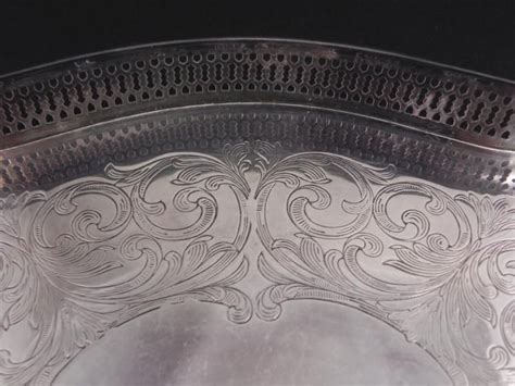 LBS Co Silver Plate Vintage Serving Tray Superfine 2496