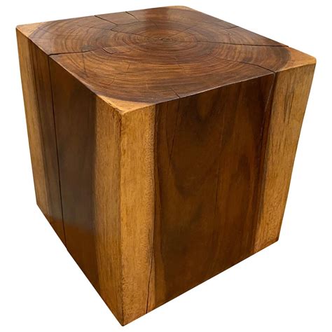 vintage solid burl wood cube  stdibs