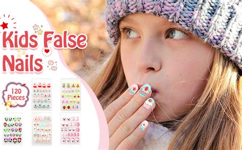 120PCS Kids False Nails，Scettar Kids Press on Nails Kids Stick on Nails ...