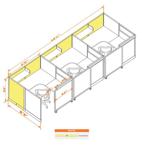 Cubicles with Sliding Doors 53H 3pack Inline - by cubicles.com