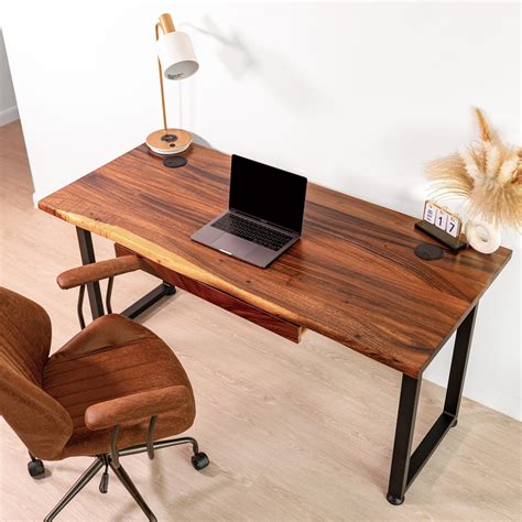 edge desk walnut computer desk desk  metal legs etsy artofit