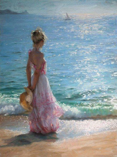 картина девушка у моря - | Art painting, Painting, Fine art