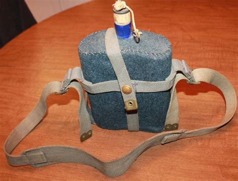 Original WWII 1942 BRITISH NAVY BLUE ENAMEL WATER BOTTLE CANTEEN ZL&T ...