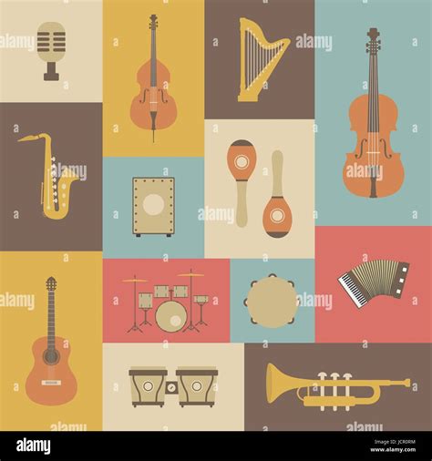 set of classical music instrument icon, retro style Stock Vector Image ...
