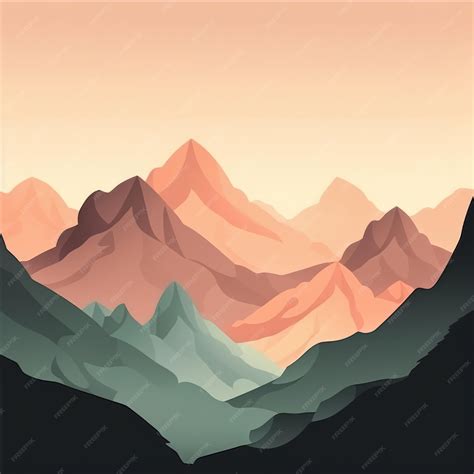 Premium AI Image | Flat style abstract minimalistic aesthetic mountains landscape background