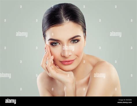 healthy face young woman female model  perfect skin stock photo