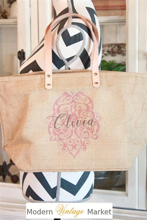 monogram tote monogrammed bag custom tote persoanlized purseburlap