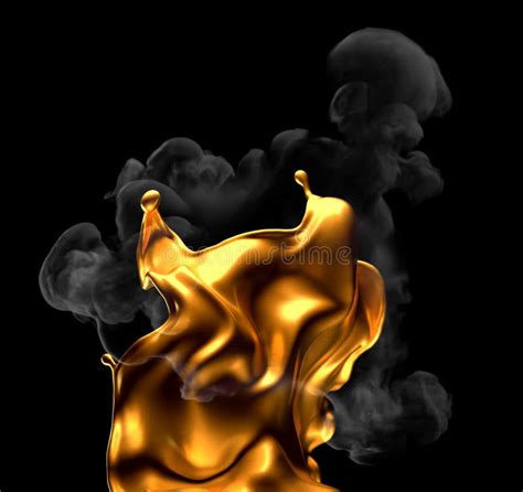 Splash of Gold and Smoke on a Black Background. 3d Illustration, 3d Rendering Stock Illustration ...