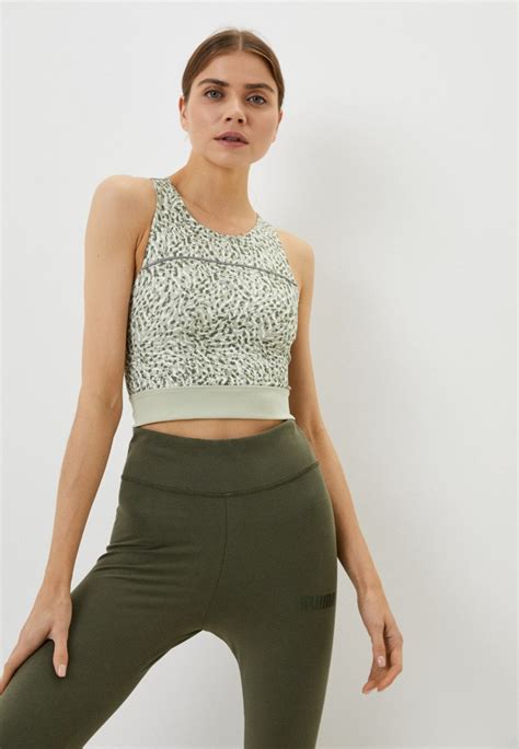 Топ спортивный PUMA RUN HIGH SHINE CROP TANK W, цвет: зеленый ...