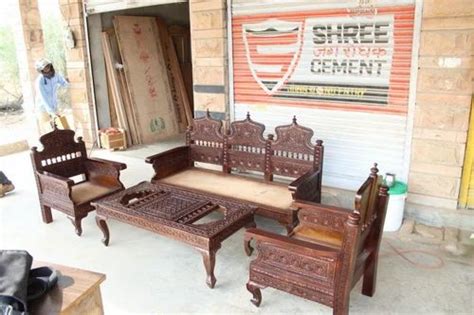 5 Seater Teak Wood Wooden carwin sofaset at ₹ 48000/set in Barmer | ID ...