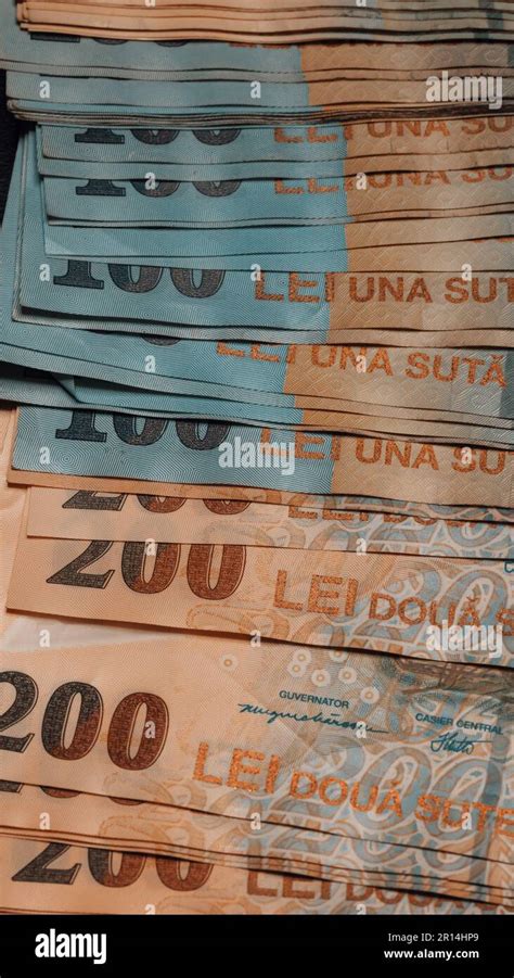 Romanian LEI Currency Banknote. RON Money European Currency Stock Photo ...