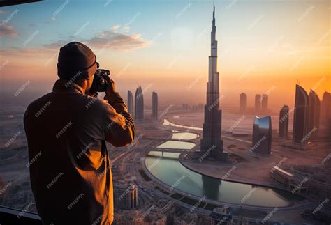 Premium AI Image | Capturing the Majestic Sunrise at Burj Khalifa