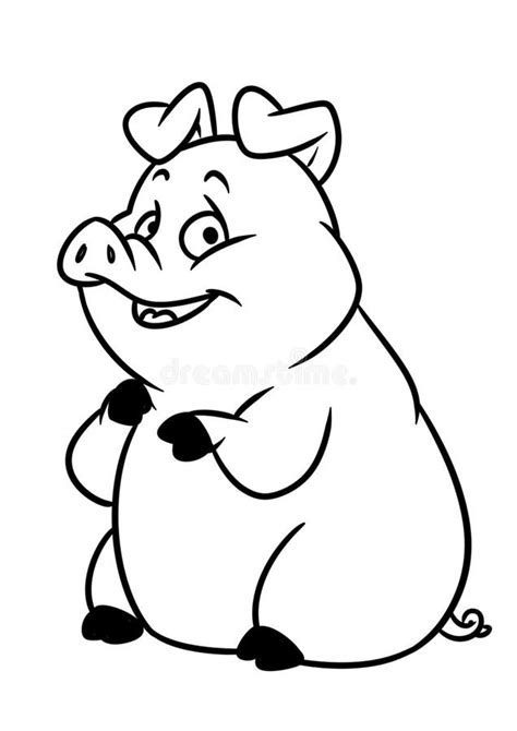 Fat Pig Cartoon Illustration Coloring Page Stock Illustration ...