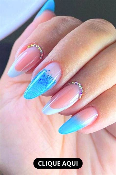 Inspiração De Unha Azul - Unhas decoradas azul: as tendências de 2024 | Unhas amendoada, Unhas ...