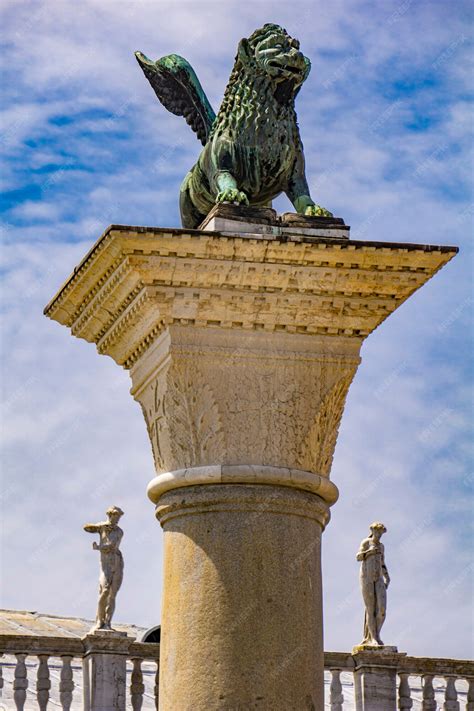 Premium Photo | View at sculpture depicting image of lion with wings