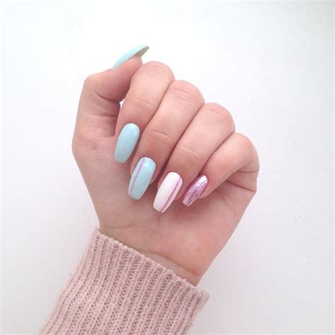 Дизайн ногтей, nails, ногти, маникюр, manicure, светло-голубой, белый ...