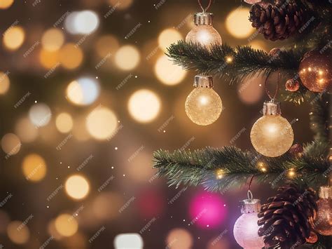 Premium Photo | Focus on a Christmas tree with bokeh lights background