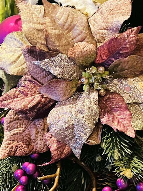 XXL Elegant Purple Christmas Wreath Velvet Poinsettia Cascade Wreath ...