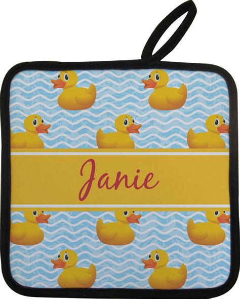 Custom Rubber Duckie Oven Mitt & Pot Holder Set w/ Name or Text