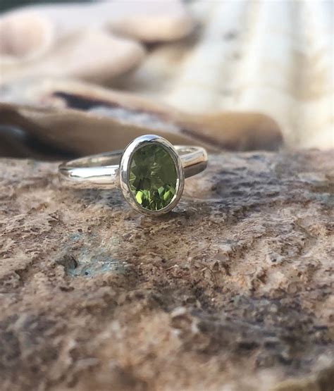 Peridot Ring Peridot Engagement Ring Oval Peridot Ring Oval | Etsy