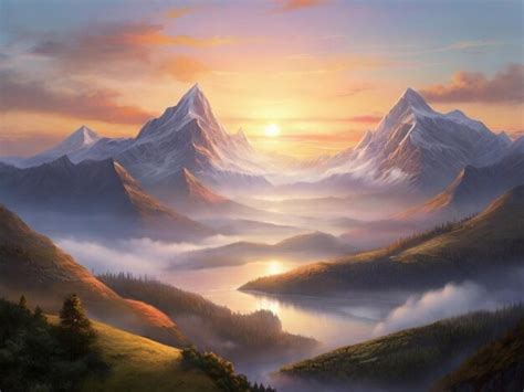 Premium Photo | Mountain view of sunrise scenery