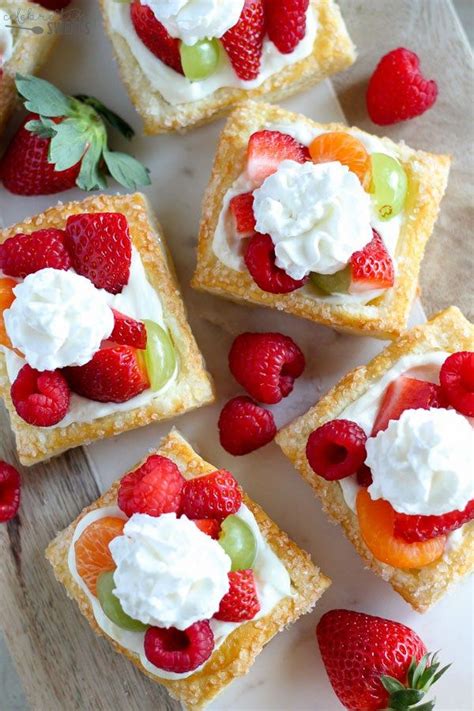 Mini Cream Cheese Fruit Tarts- A puff pastry tart shell filled with a ...